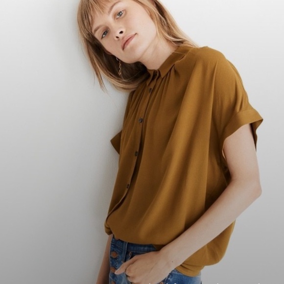 Madewell Central Drapey Shirt Golden Brown Plus Size 3X B - Picture 1 of 7